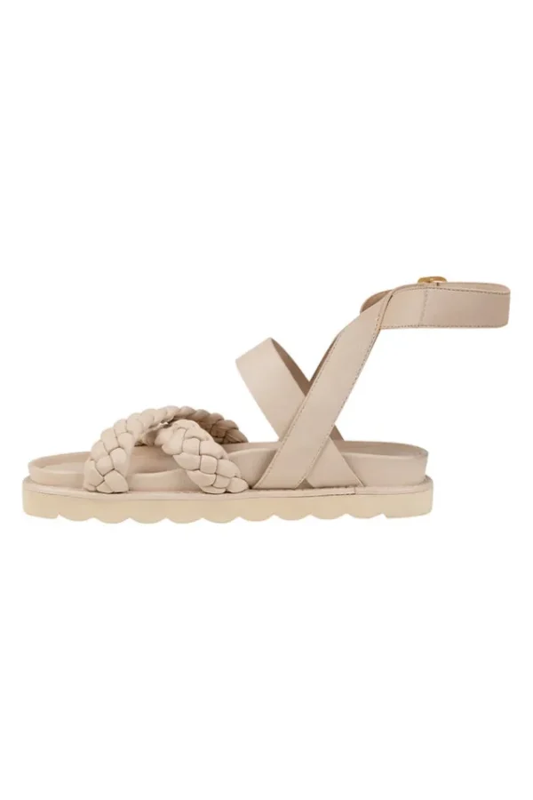 Cream Alexa Plaited Leather Sandals Cheap