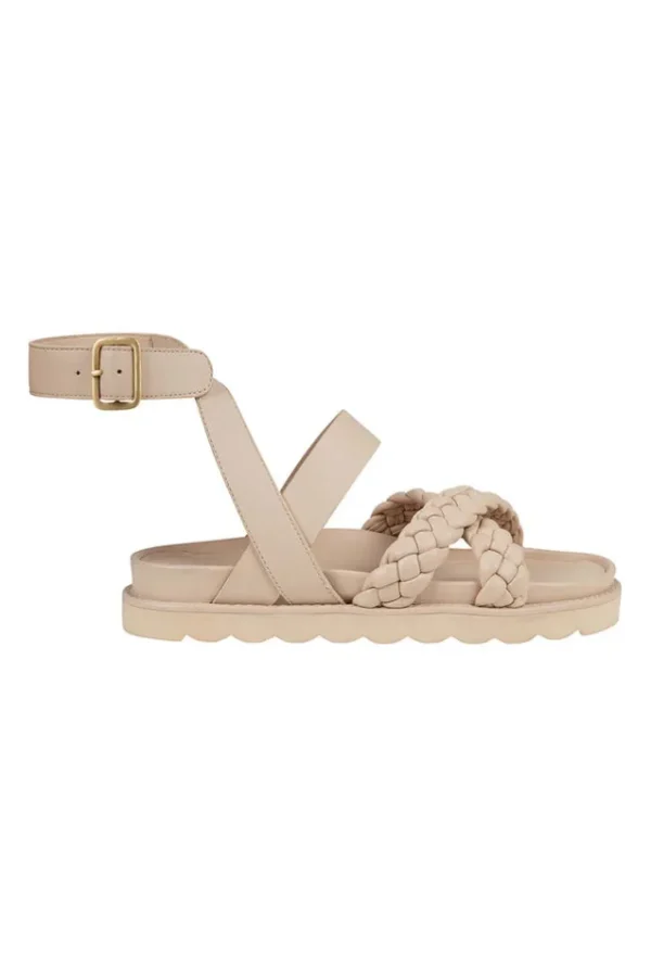 Cream Alexa Plaited Leather Sandals Cheap