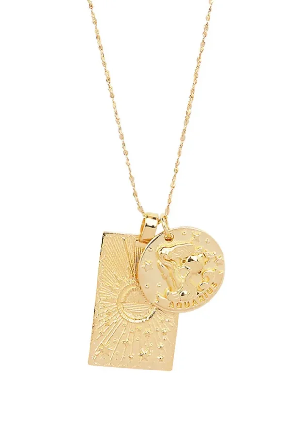 Gold Aquarius Stargazer Zodiac Necklace Online