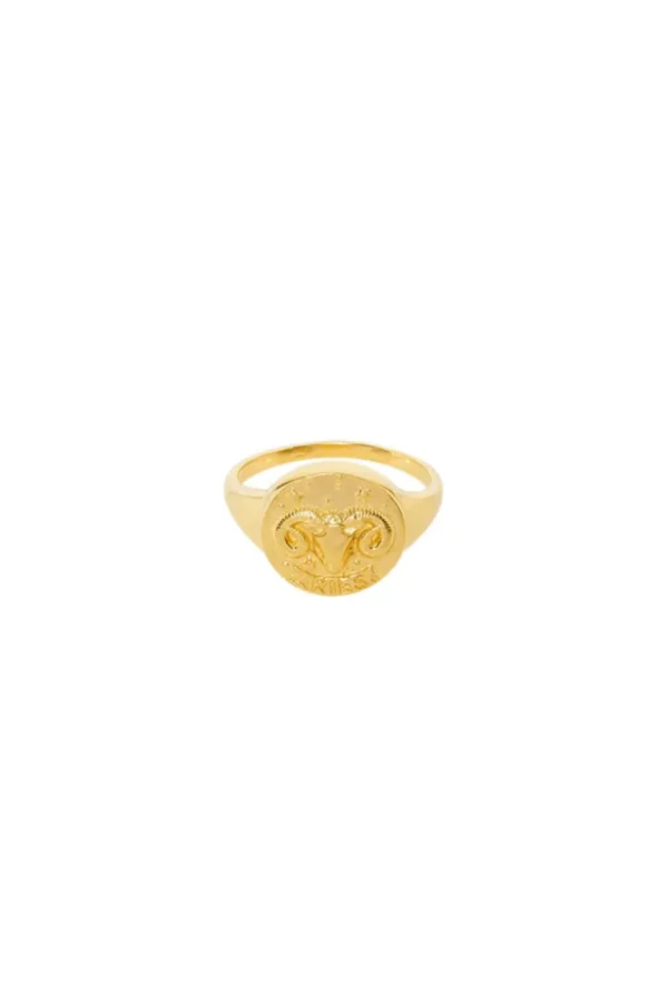 Gold Aries Stargazer Zodiac Ring Flash Sale