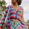 Multi Stripe Audrey Crochet Cropped Top Fashion