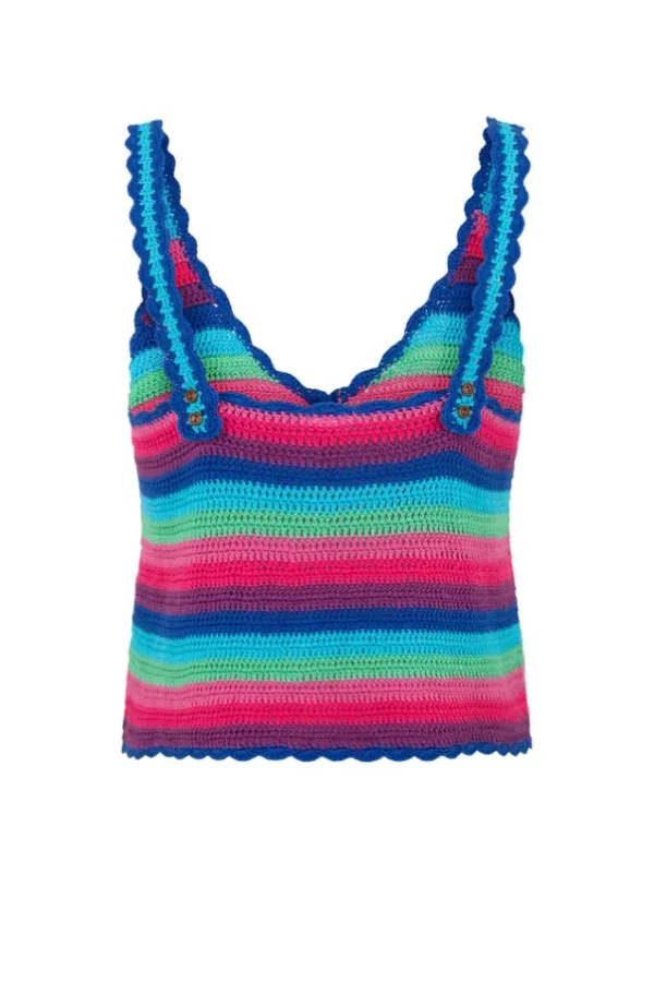 Multi Stripe Audrey Crochet Cropped Top Fashion