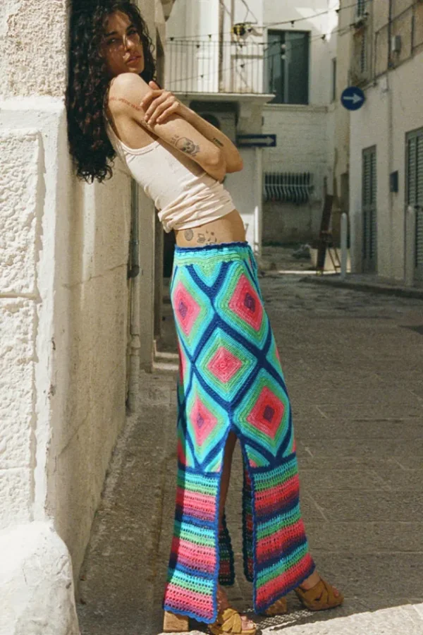 Multi Audrey Crochet Midi Skirt Cheap