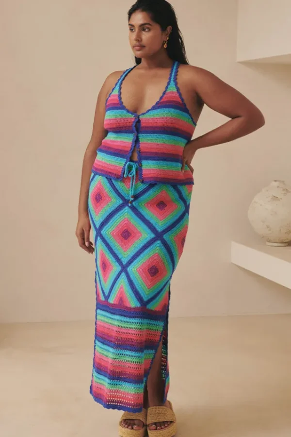 Multi Audrey Crochet Midi Skirt Outlet