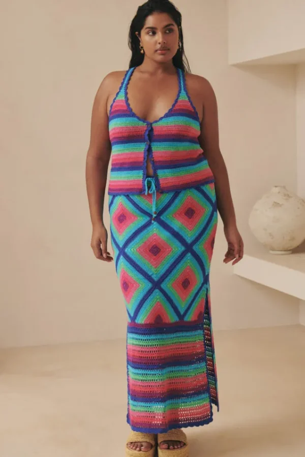 Multi Audrey Crochet Midi Skirt Cheap