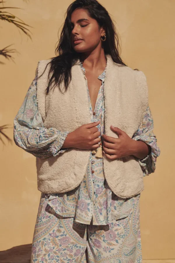 Tan Belladonna Reversible Shearling Vest Outlet