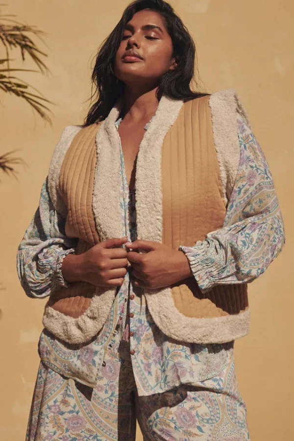 Tan Belladonna Reversible Shearling Vest Outlet