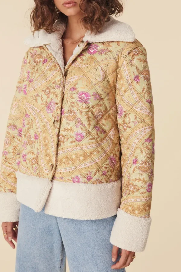 Dusty Olive Belladonna Reversible Shearling Jacket New