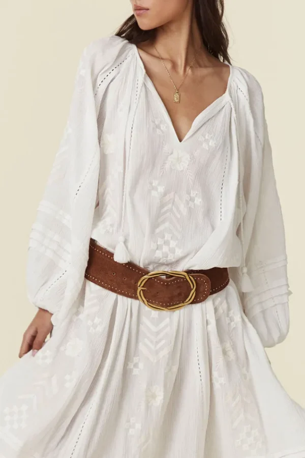 Antique Tan Cabana Studded Suede Belt Cheap