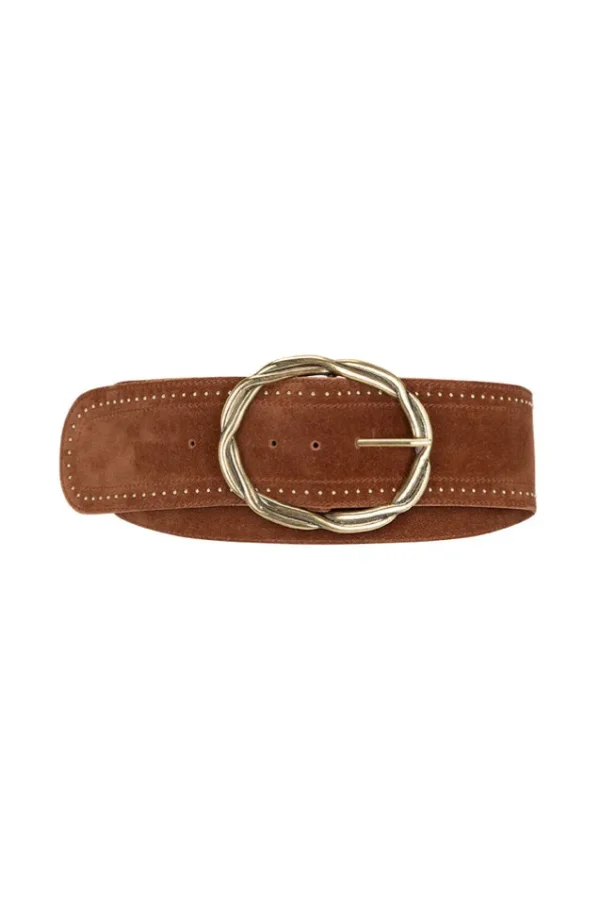 Antique Tan Cabana Studded Suede Belt Cheap