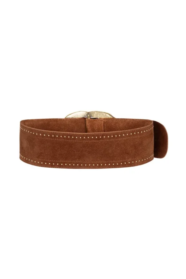Antique Tan Cabana Studded Suede Belt Cheap