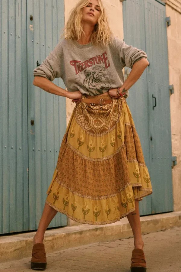 Champagne Chateau Maxi Skirt Outlet