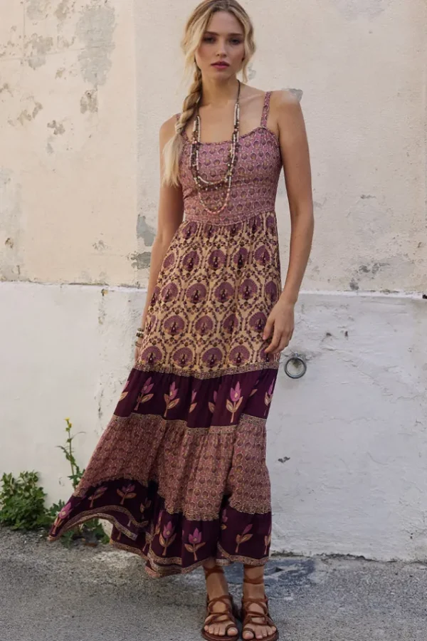 Grape Chateau Quilted Strappy Maxi Dress Clearance