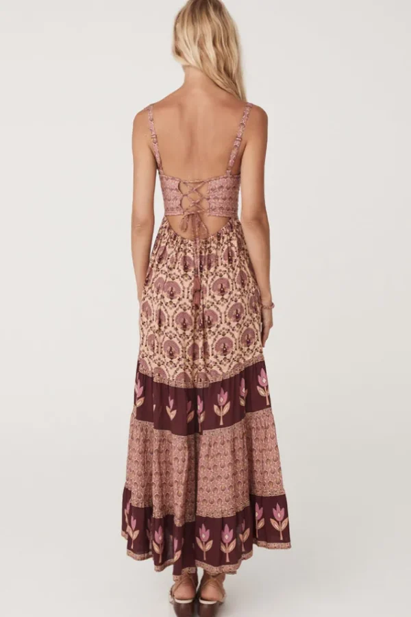 Grape Chateau Quilted Strappy Maxi Dress Clearance
