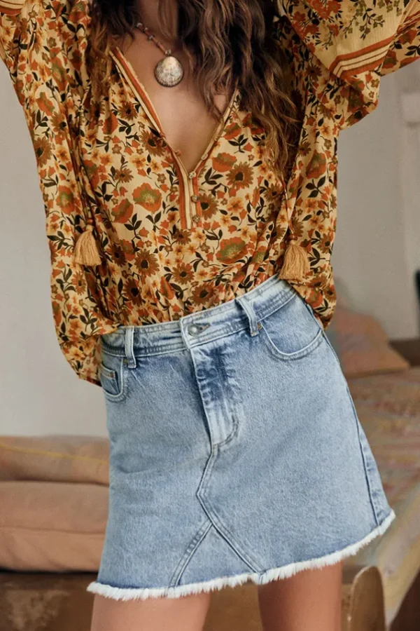 Vintage Blue Classic Denim Mini Skirt Shop