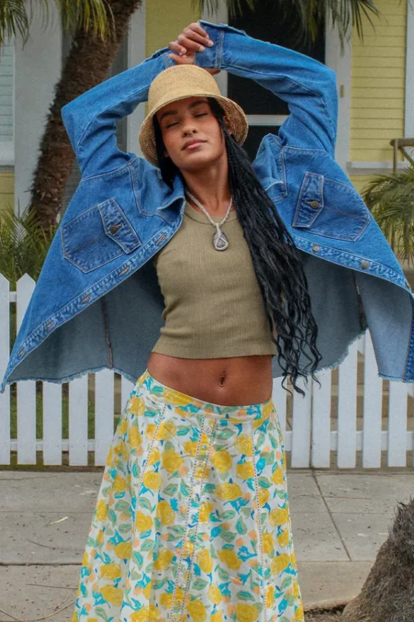 Patchwork Daisy Denim Shirt Outlet