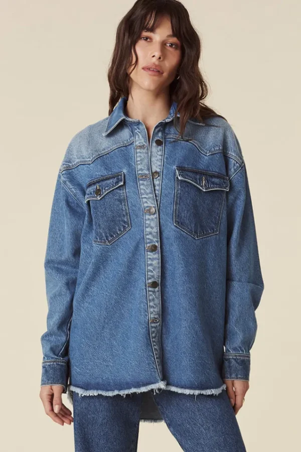 Patchwork Daisy Denim Shirt Fashion