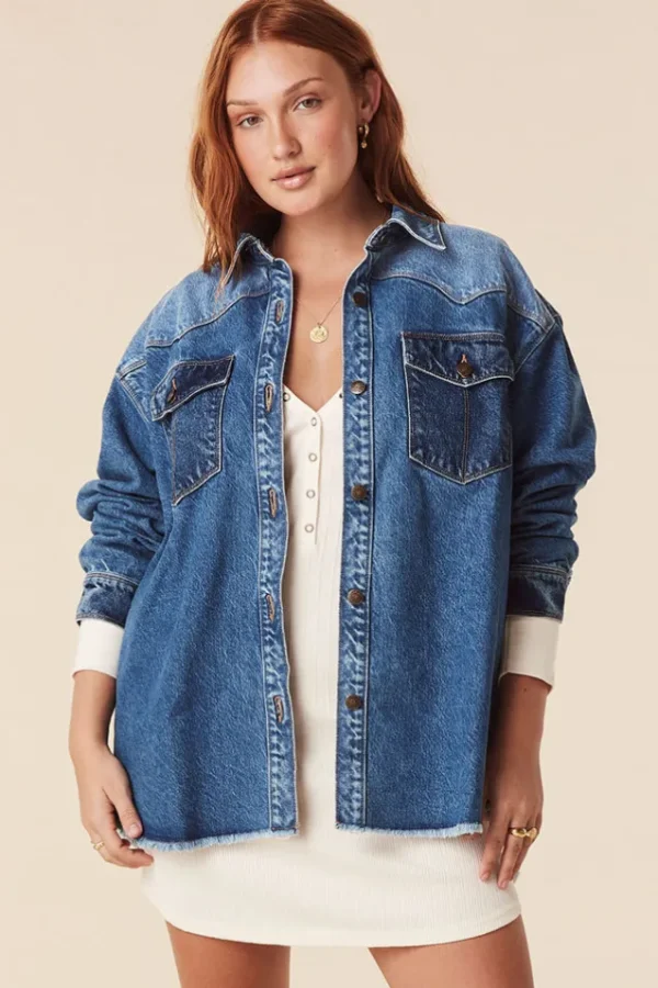 Patchwork Daisy Denim Shirt Outlet