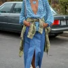 Patchwork Daisy Denim Skirt Outlet