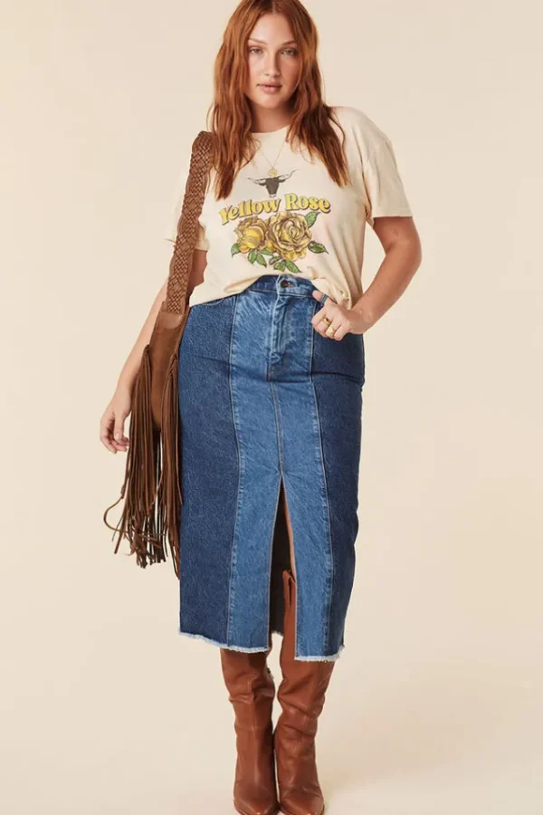 Patchwork Daisy Denim Skirt Sale