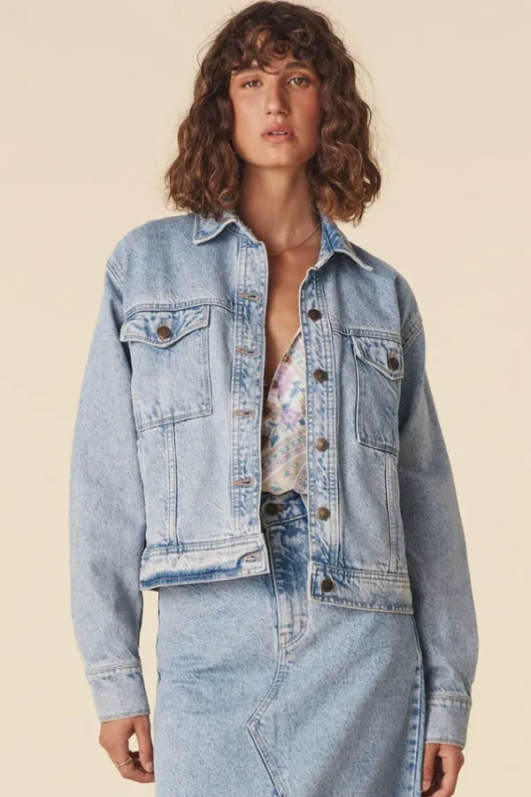 Sun Washed Blue Eve Denim Jacket Cheap
