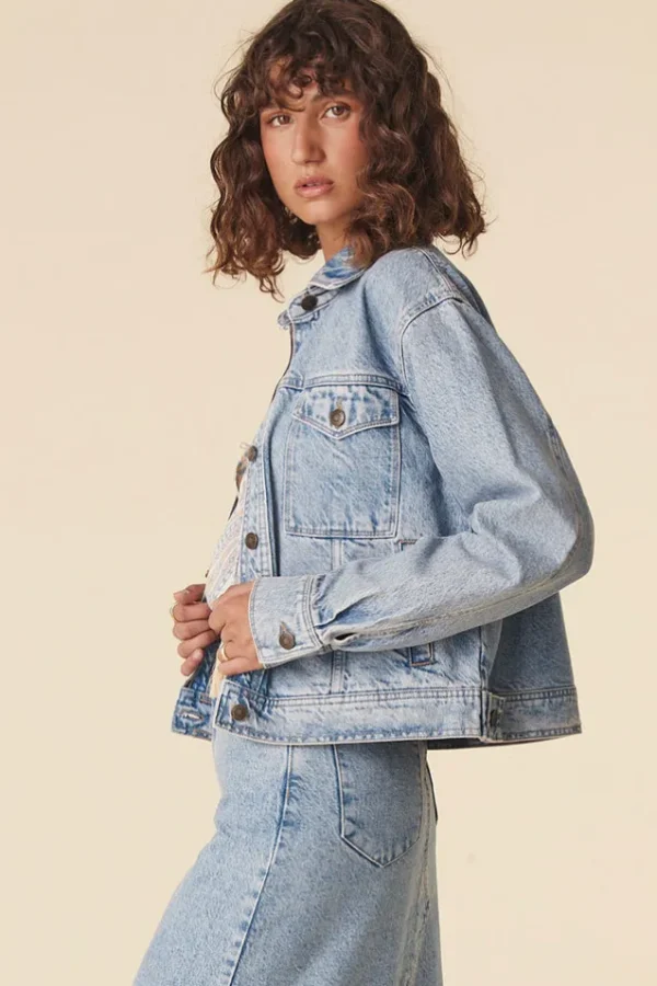 Sun Washed Blue Eve Denim Jacket Cheap