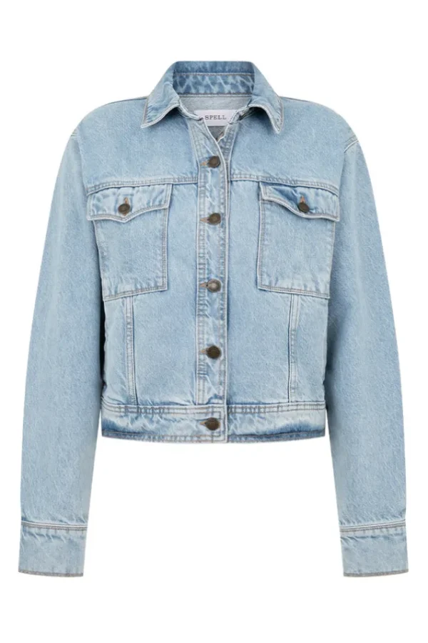 Sun Washed Blue Eve Denim Jacket Flash Sale