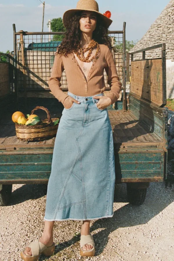 Sun Washed Blue Eve Denim Skirt Store