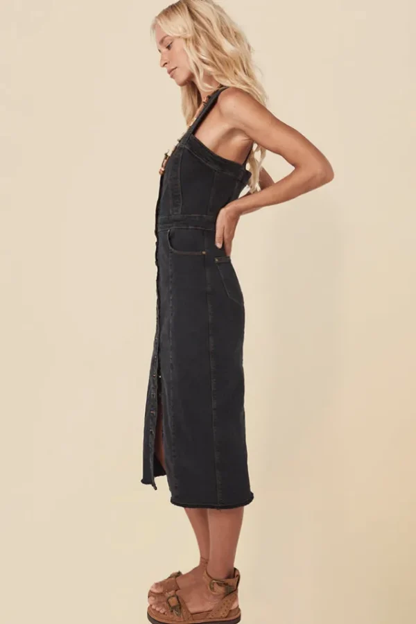 Vintage Black Eve Denim Sweetheart Midi Dress Online
