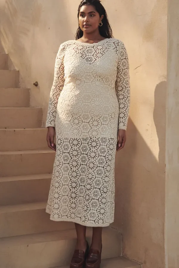 Cream Helena Crochet Lace Gown Clearance