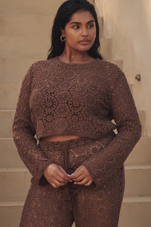 helena_crochet_lace_long__3-1.webp Chocolate Helena Crochet Lace Long Sleeve Top Sale