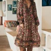 Night Blossom Impala Lily Boho Midi Dress Cheap