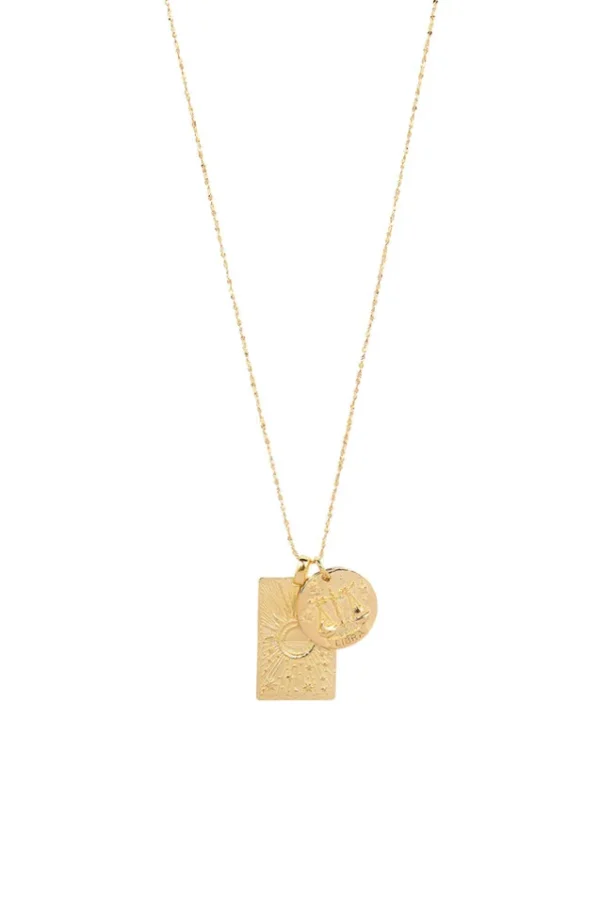 Gold Libra Stargazer Zodiac Necklace Clearance