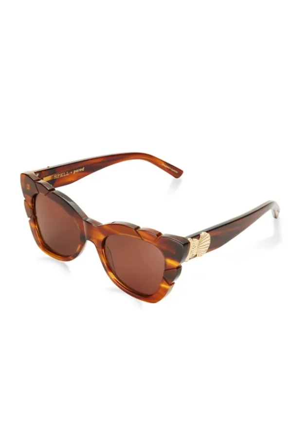 Havana Marilyn Thick Arm With Solid Brown Lens Sunglasses Best Sale