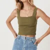 Khaki Mazzy Ribbed Top Outlet