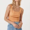 Almond Mazzy Ribbed Top Cheap