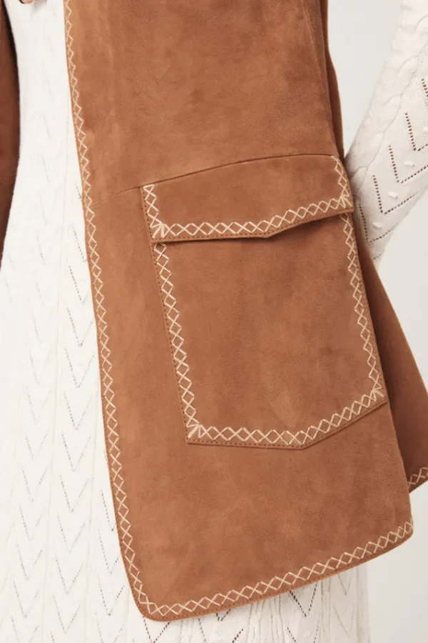 Tan Miller Suede Vest Cheap