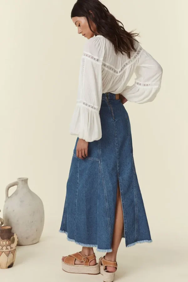 Inky Blue Muse Denim Maxi Skirt Online