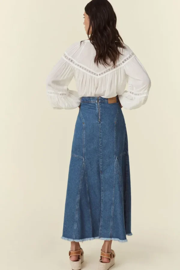 Inky Blue Muse Denim Maxi Skirt Best Sale