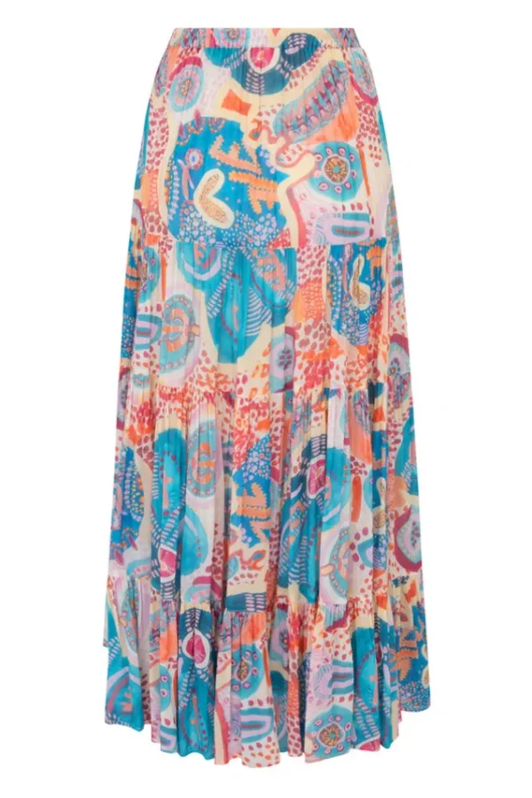 Bay Blue Patria Pia Tiered Maxi Skirt Sale