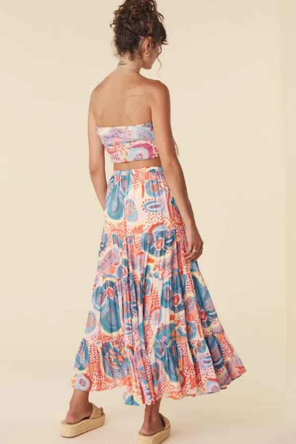 Bay Blue Patria Pia Tiered Maxi Skirt Sale