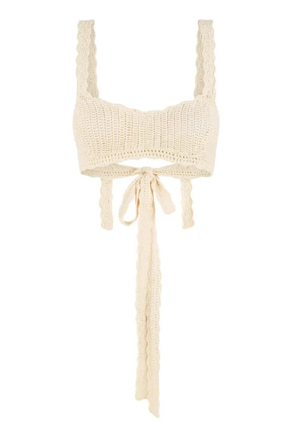 Natural Salina Crochet Crop Top Clearance