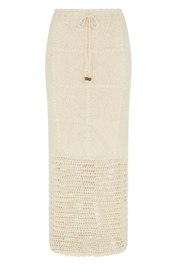 Natural Salina Crochet Midi Skirt Online