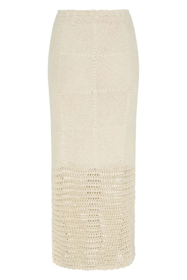 Natural Salina Crochet Midi Skirt Hot
