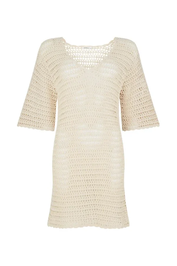 Natural Salina Crochet Mini Dress Discount