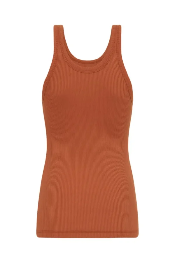Tan Spell Staples Rib Singlet k Hot