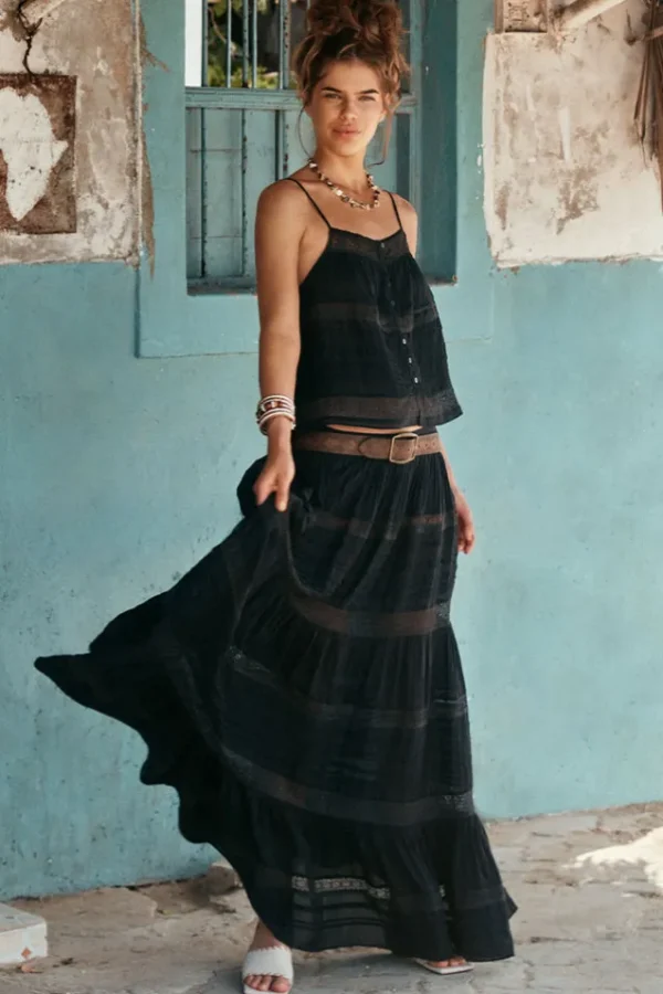Black Teodora Maxi Skirt Discount