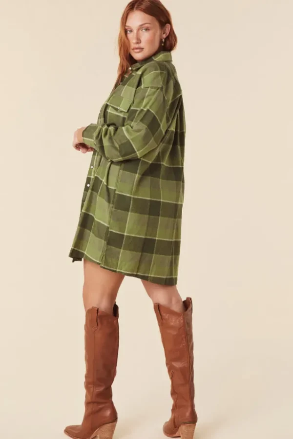 Khaki Wyatt Flannel Shirt Dress New